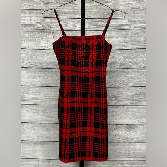 Split Hem Plaid Bodycon Dres - Picture 3 of 6